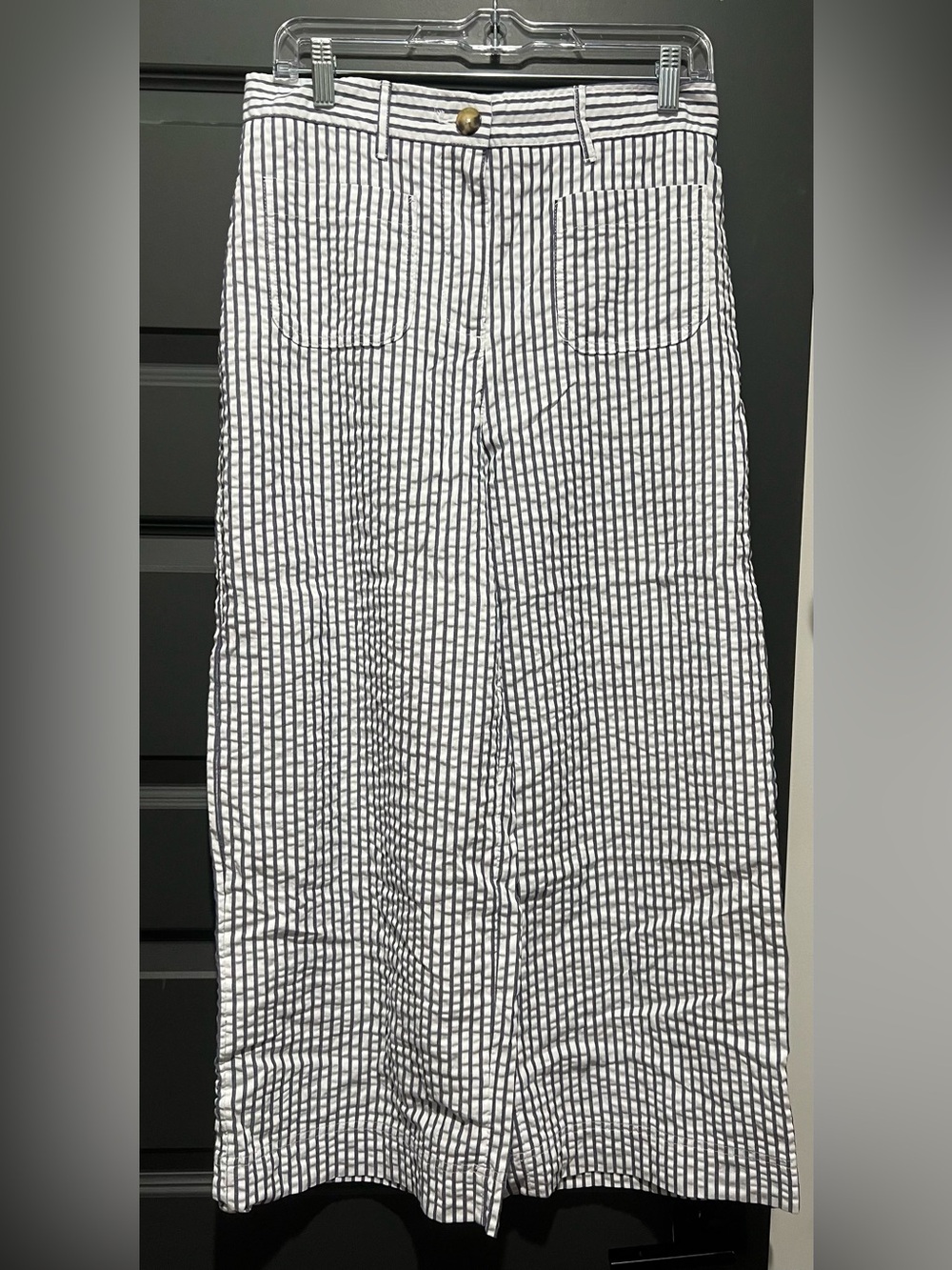 Free Assembly Women's Navy Stripe Pants - White/Navy Seersucker - Picture 2 of 3